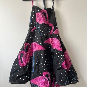 Dr Faust alternative rockabilly flamingo polka dot strappy summer dress
